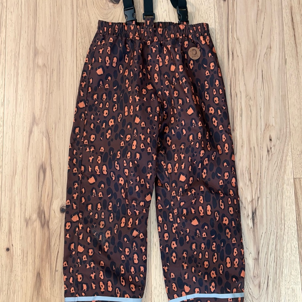 Mini Rodini Brown and Orange Leopard Print Jumpsuit